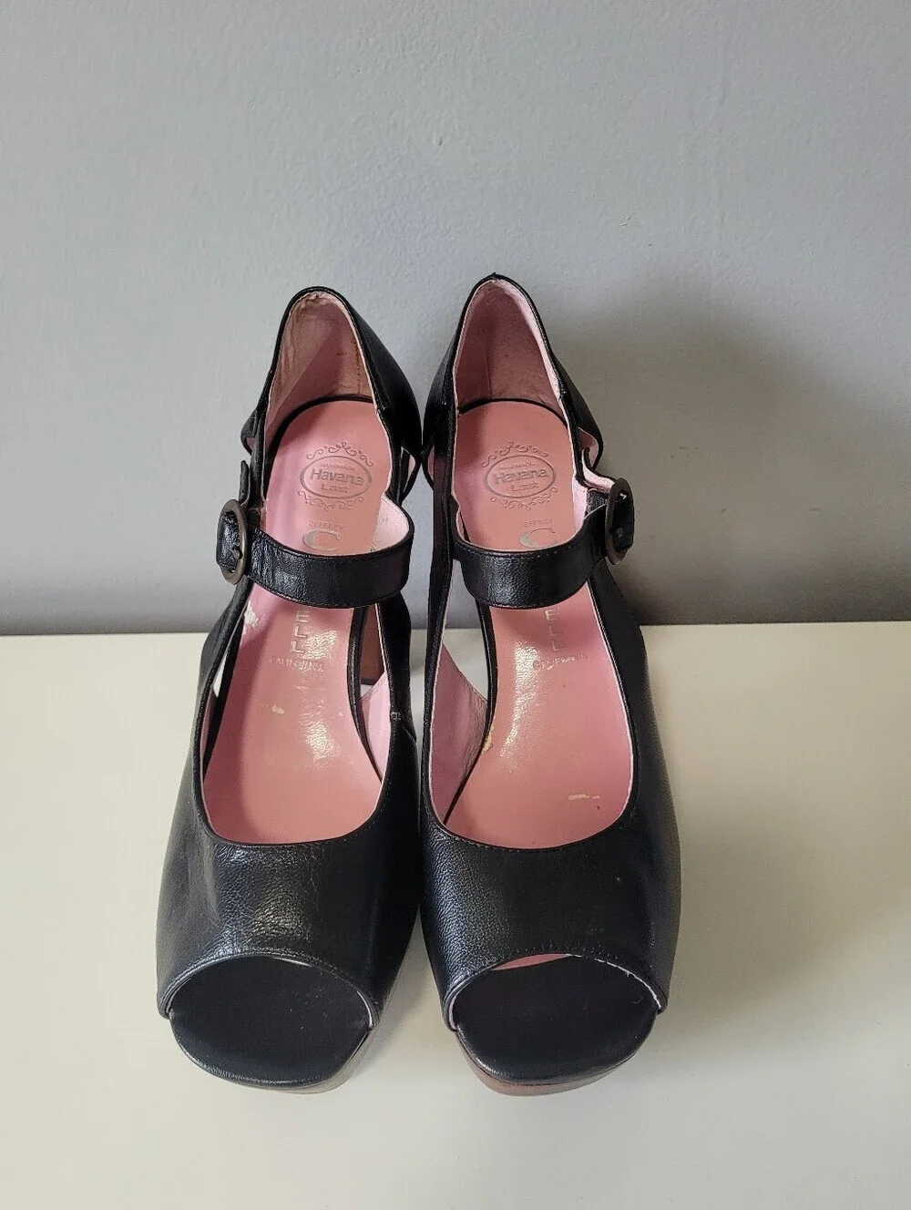 Jeffrey Campbell Dobrica Leather Wood Platform Mary Jane Pumps, GUC, Size 40